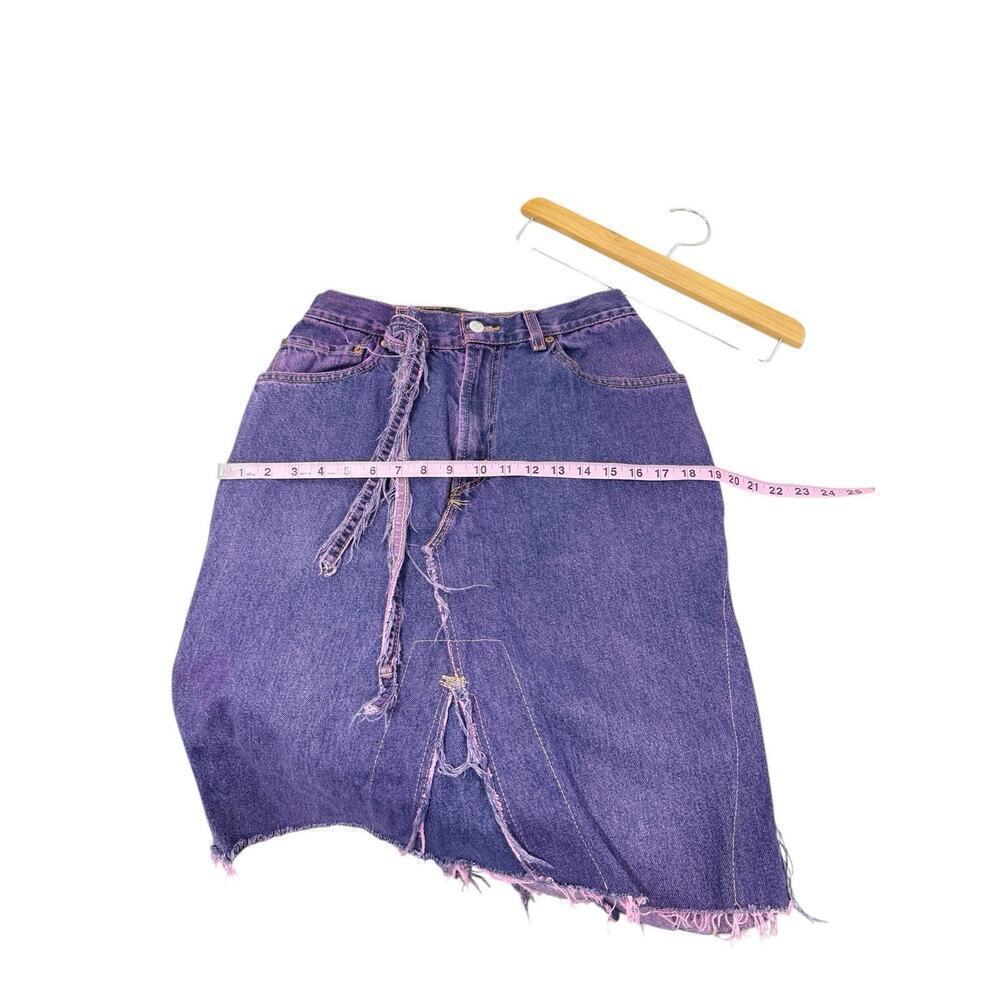 Ciprianamia Denim Upcycled Levi’s Purple Denim Skirt‎ Grunge Whimsygoth Size 28? - Picture 9 of 10